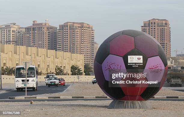 New high-rise office buildings and hotels still under construction stand in the new City Center and West Bay district on January 4, 2011 in Doha,...