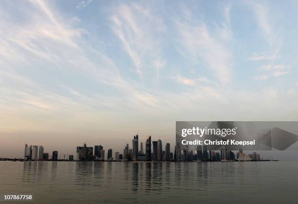 View of the skyline of the West Bay area in Doha is taken on January 4, 2011 in Doha, Qatar. The International Monetary Fund recently reiterated its...