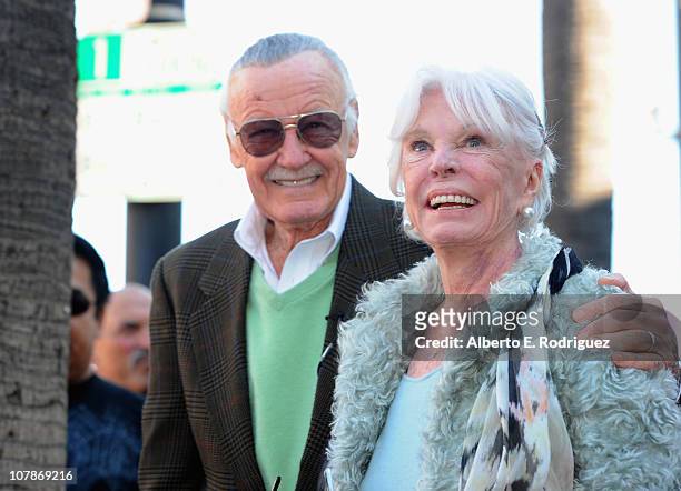 Comic book legend Stan Lee and wife Joan Lee attend a ceremony honoring Stan Lee with the 2,428th star on the Hollywood Walk of Fame on January 4,...