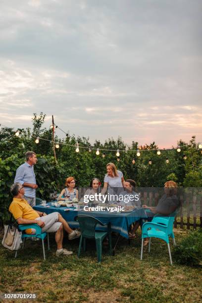 al fresco meal - wine party imagens e fotografias de stock