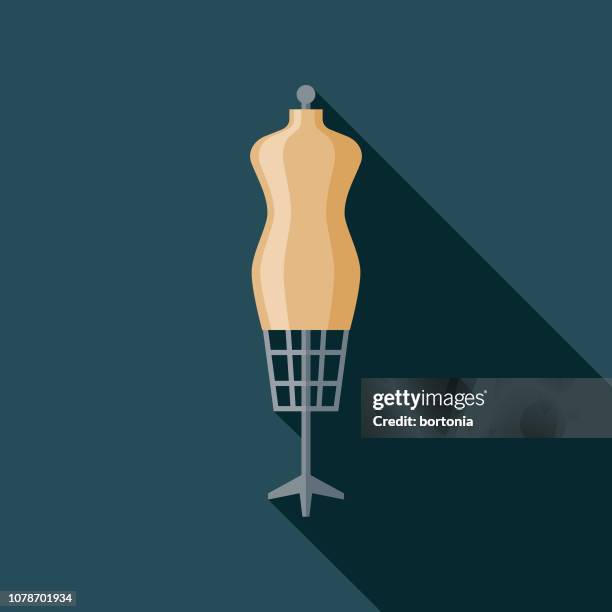 dressmaker's dummy flat design sewing icon - tailor stock illustrations