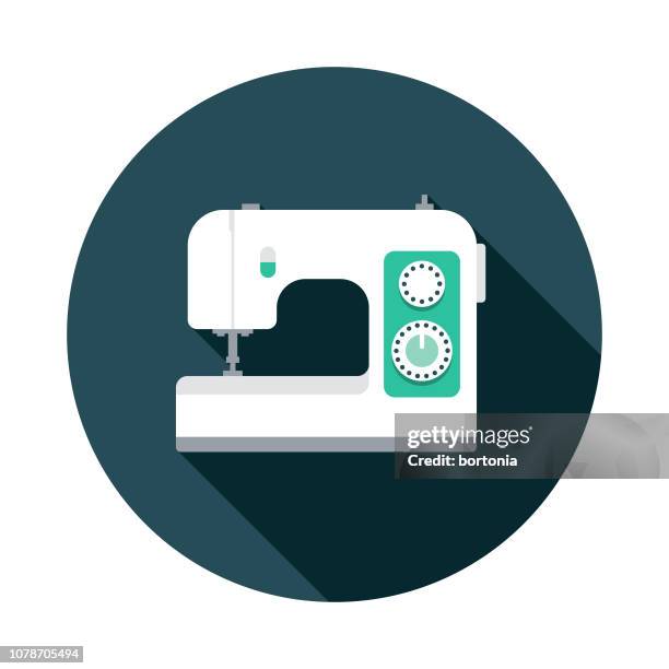 sewing machine flat design icon - sewing machine stock illustrations