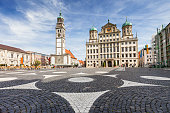 Town Hall and Perlachturm in downtown Augsburg Germany