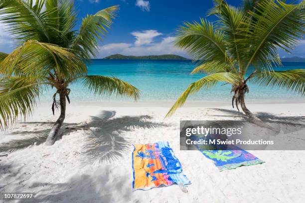 tropical beach - beach towel stock pictures, royalty-free photos & images