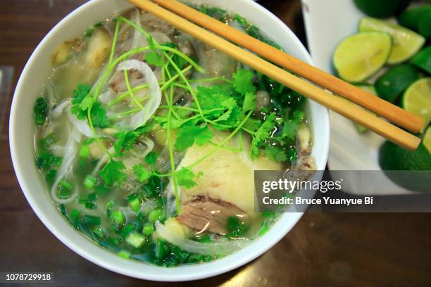 pho nam gau noodle soup - vietnamese cuisine stock pictures, royalty-free photos & images