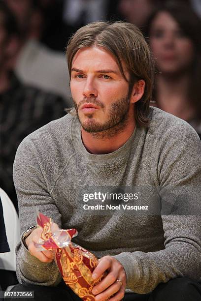 David Beckham attends a game between the Detroit Pistons and the Los Angeles Lakers at Staples Center on January 4, 2011 in Los Angeles, California.