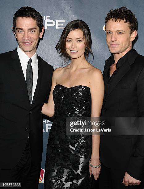 James Frain, Summer Glau and David Lyons attend the premiere party for NBC's "The Cape" at The Henry Fonda Theater on January 4, 2011 in Hollywood,...