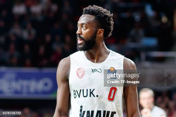 Gabriel Olaseni of s.Oliver Wuerzburg looks on during the game between FC Bayern Muenchen and s.Oliver Wuerzburg at the Audi Dome on December 26,...