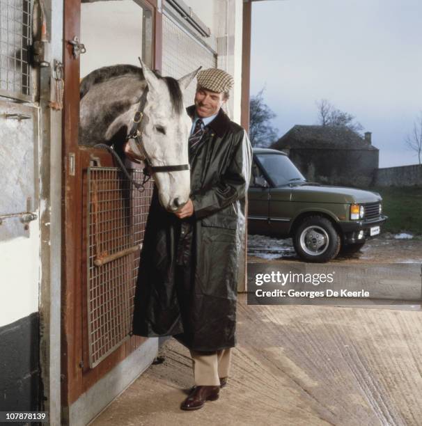 British Olympic horseman and former husband of Princess Anne, Mark Phillips, at a stable, circa 1995.