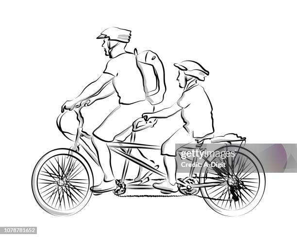 double bicycle father and son - break the cycle vector stock illustrations