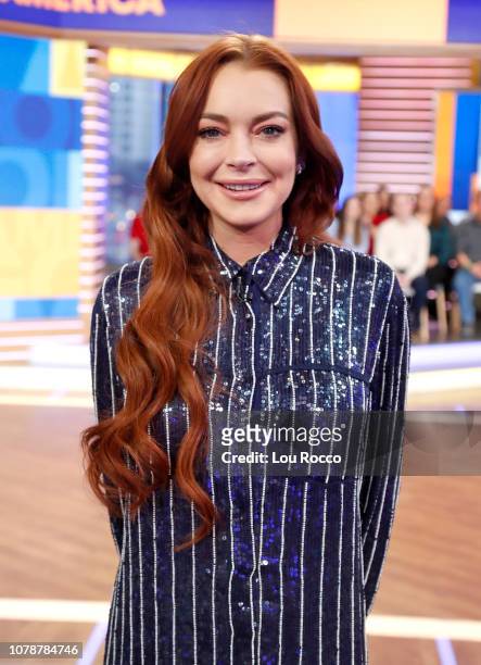 Lindsay Lohan is a guest on "Good Morning America," on Monday, January 7 airing on the Walt Disney Television via Getty Images. LINDSAY LOHAN