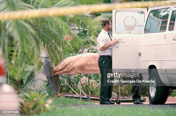 Scenes after the murder of Italian fashion designer Gianni Versace outside his Miami Beach home, Florida, 15th July 1997.