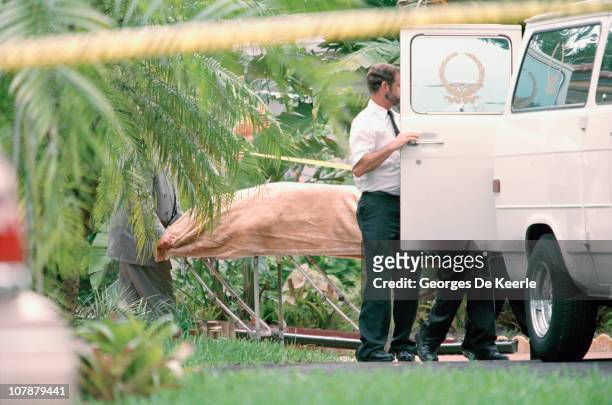 Scenes after the murder of Italian fashion designer Gianni Versace outside his Miami Beach home, Florida, 15th July 1997.