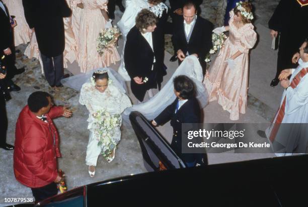 American singer Diana Ross during her church wedding to Norwegian businessman Arne Naess, Jr. In Romainmotier, Switzerland, 1st February 1986. The...