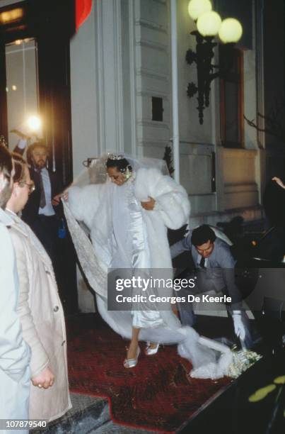 American singer Diana Ross during her church wedding to Norwegian businessman Arne Naess, Jr. In Romainmotier, Switzerland, 1st February 1986. The...