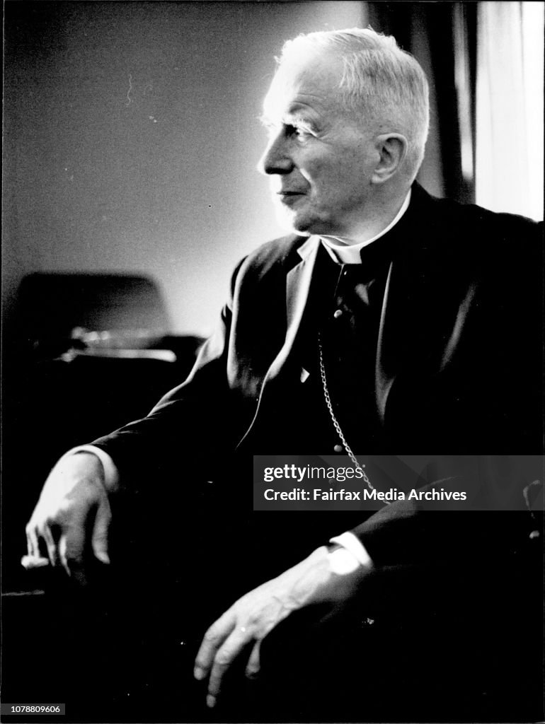 Archbishop Marcel Lefebvre, head of the international Society of St Pius X, suspended by Pope Paul VI for refusing to accept the reforms of the 2nd Vatican Council, being interviewed at Domus Dei Centre, Stanmore.