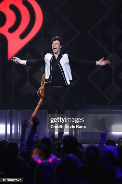 Shawn Mendes performs onstage during Z100's Jingle Ball 2018 at Madison Square Garden on December 07, 2018 in New York City.