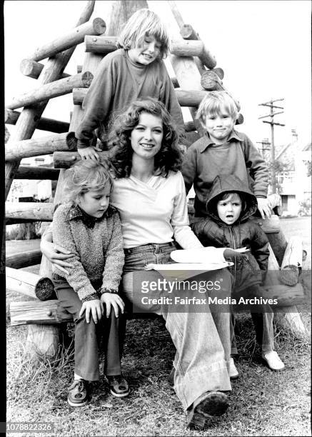 Jennifer has the company of four Surrey Hills children as she rehearses her lines. Naomi Manning 6, David Darren and their sister, Christine Olsen,4....