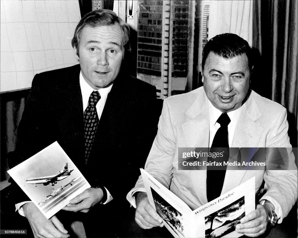 Pic of Mr. Fritz Blayney (Managing Director, Continental Airlines) U.S. and Mr. Jack C. Tobin, (Continental's Vice President South Pacific) at their Australian Press conference (Continental Airlines U.S.).