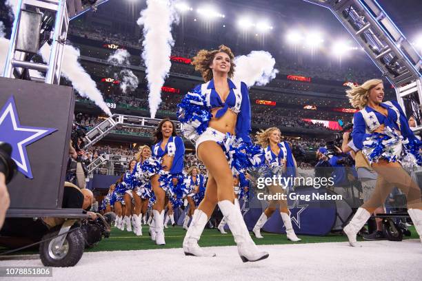 Playoffs: Dallas Cowboys cheerleaders taking field before game vs Seattle Seahawks at AT&T Stadium. Arlington, TX 1/5/2019 CREDIT: Greg Nelson