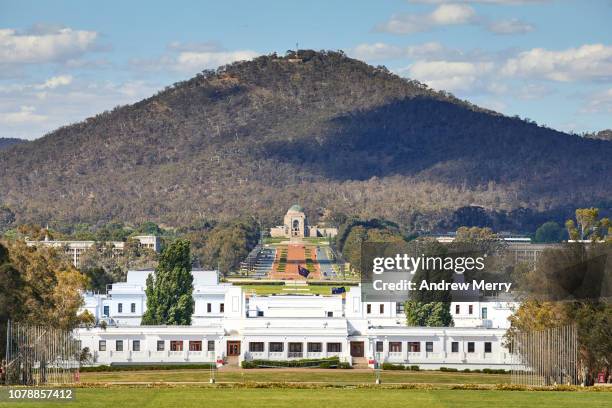canberra landscape with mount ainslie and old parliament house, australia - canberra museum stock pictures, royalty-free photos & images