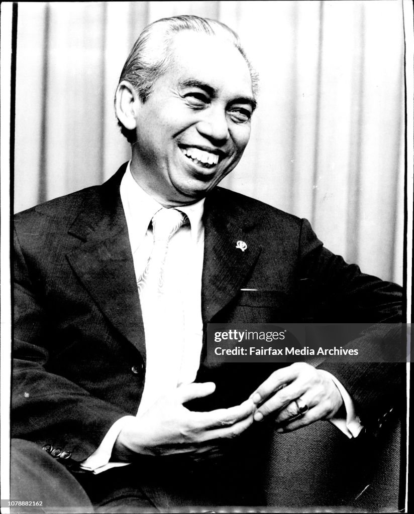 Indonesian Foreign Minister, Mr. Adam Malik, who passed through Sydney on his way to New Zealand today. He will return to Sydney on Tuesday for the talks with government ministers.