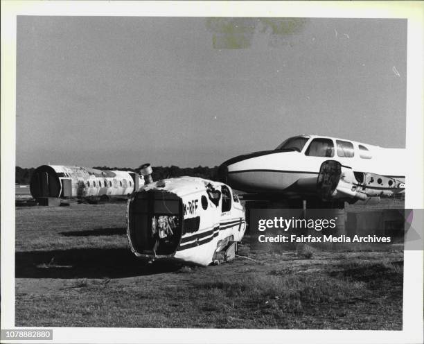 Bankstown airport is the busiest airport in Australia. There are many diverse industries and a rapid grouth in the area.Pic shows: Wreked aircroft...
