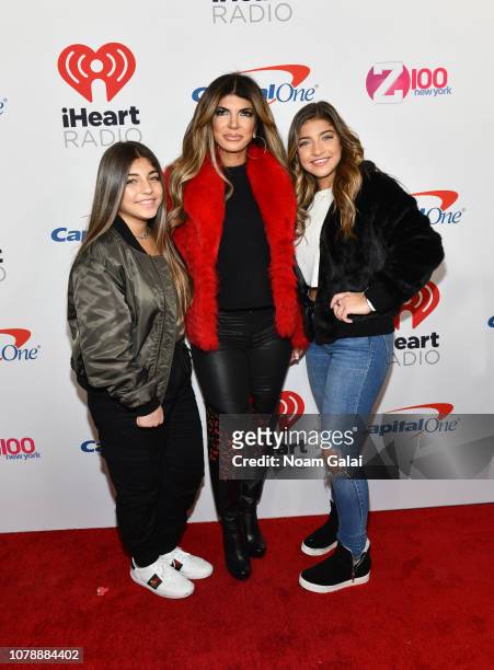 Audriana Giudice, Teresa Giudice and Milania Giudice attend Z100's Jingle Ball 2018 at Madison Square Garden on December 07, 2018 in New York City.
