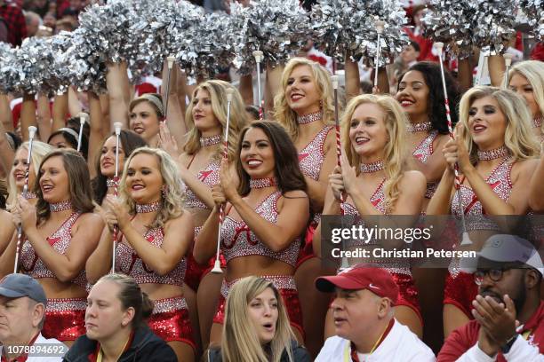 The Alabama Crimson Tide cheerleaders perform prior to the CFP National Championship against the Clemson Tigers presented by AT&T at Levi's Stadium...