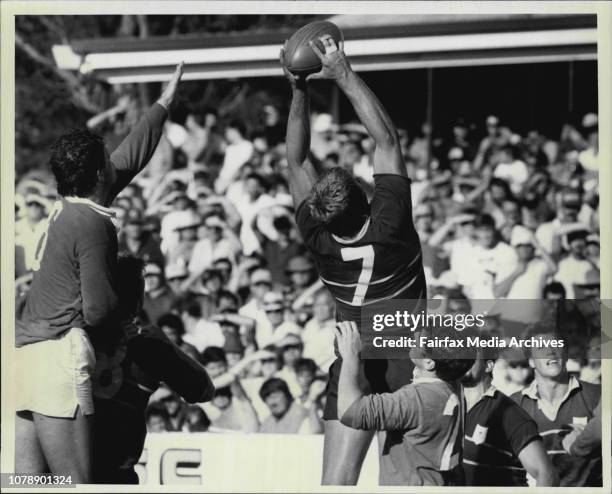 Rugby Union Sydney vs NZ Barbarians at Millner Field. March 17, 1985. .