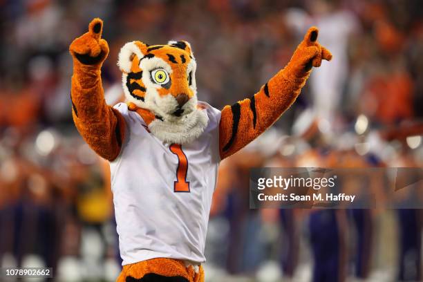 The Clemson Tigers mascot "the Tiger" is seen prior to the CFP National Championship against the Alabama Crimson Tide presented by AT&T at Levi's...