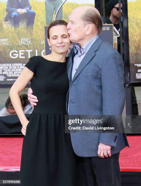 Actor Robert Duvall and wife Luciana Pedraza attend his hand and footprint ceremony at Grauman's Chinese Theatre on January 5, 2011 in Hollywood,...