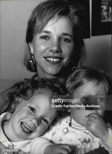 Emily and Rachel and mother Ann McNamara, whose first child resulted in a cot death. September 10, 1989. .