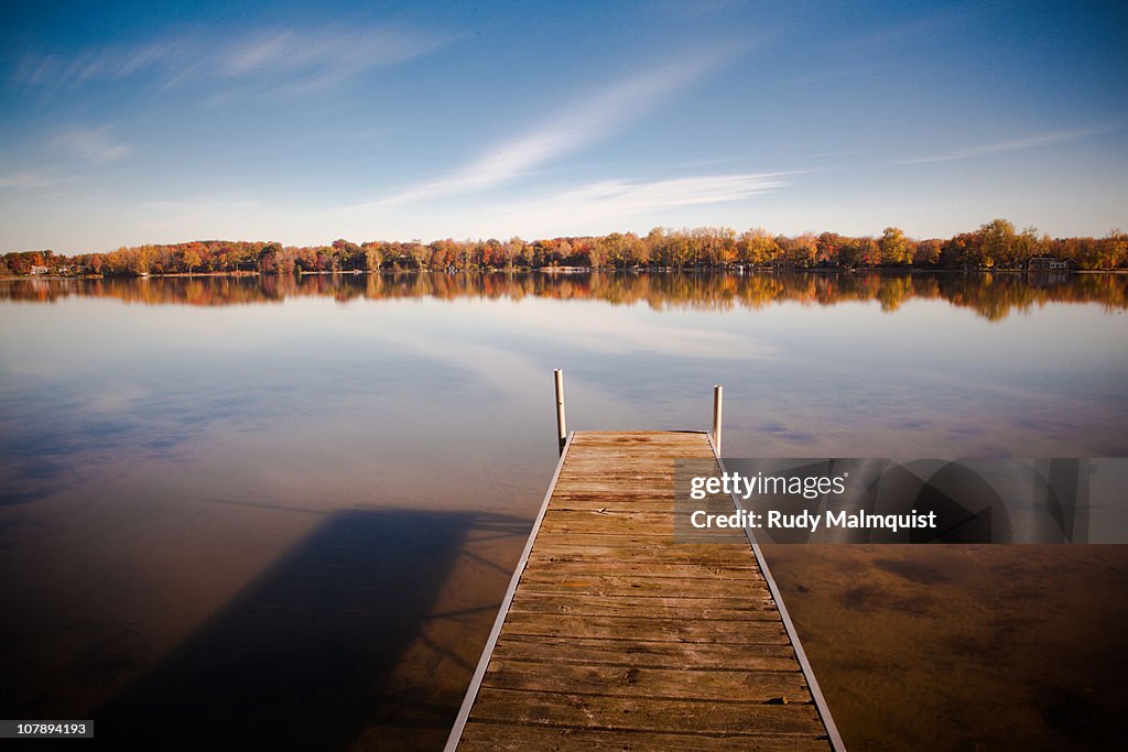 Wooden pier reflection