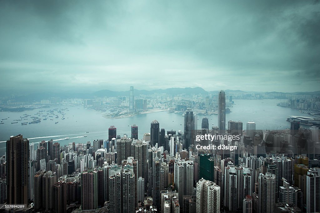 City skyline an Victoria harbour,  Hong Kong, Chi