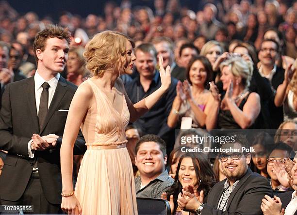 Singer Taylor Swift and brother Austin Swift attend the 2011 People's Choice Awards at Nokia Theatre L.A. Live on January 5, 2011 in Los Angeles,...