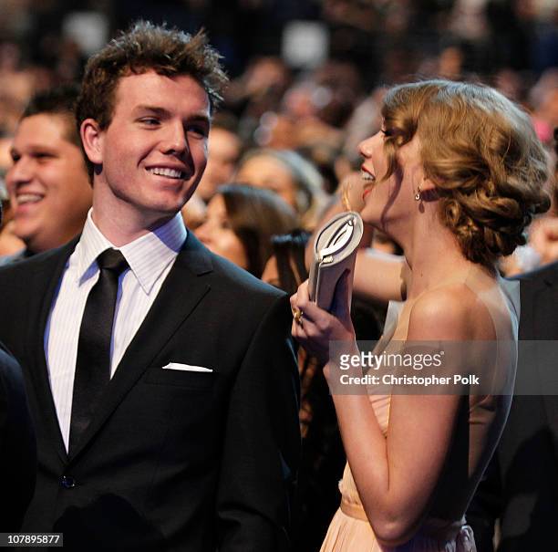 Singer Taylor Swift and brother Austin Swift attend the 2011 People's Choice Awards at Nokia Theatre L.A. Live on January 5, 2011 in Los Angeles,...