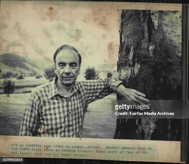 Rupert Murdoch Down On The Farm -- Photo taken at Cavan, a property 30 kms South of Yass on the Wee Jasper road. January 3, 1987. .