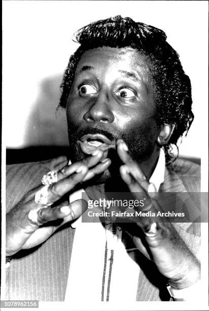 American Blues artist, Screaming Jay Hawkins, known for his wild singing and even wilder stage act, at his motel room Bondi. November 7, 1985. .