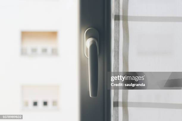 window handle detail - pvc stock pictures, royalty-free photos & images