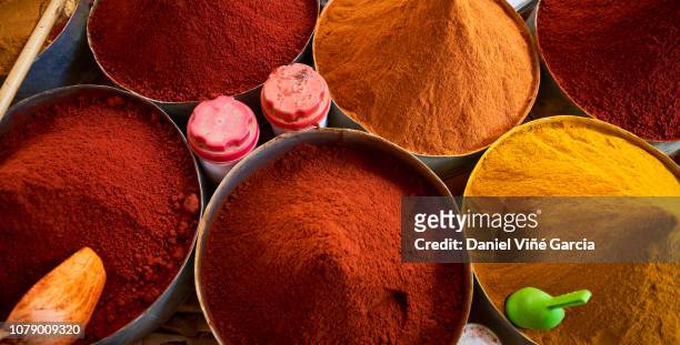 market stall - morocco spices stock pictures, royalty-free photos & images