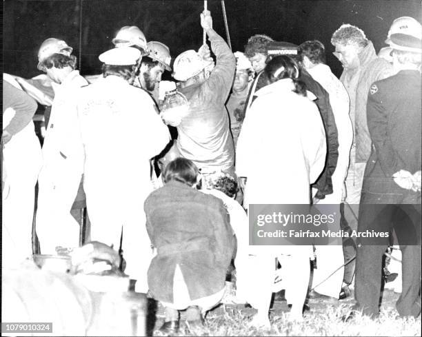 Young Billy Farr, trapped in bore hole at Gosford. Series of pixs of the incident. August 4, 1981. .