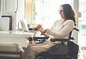 Woman with disability working