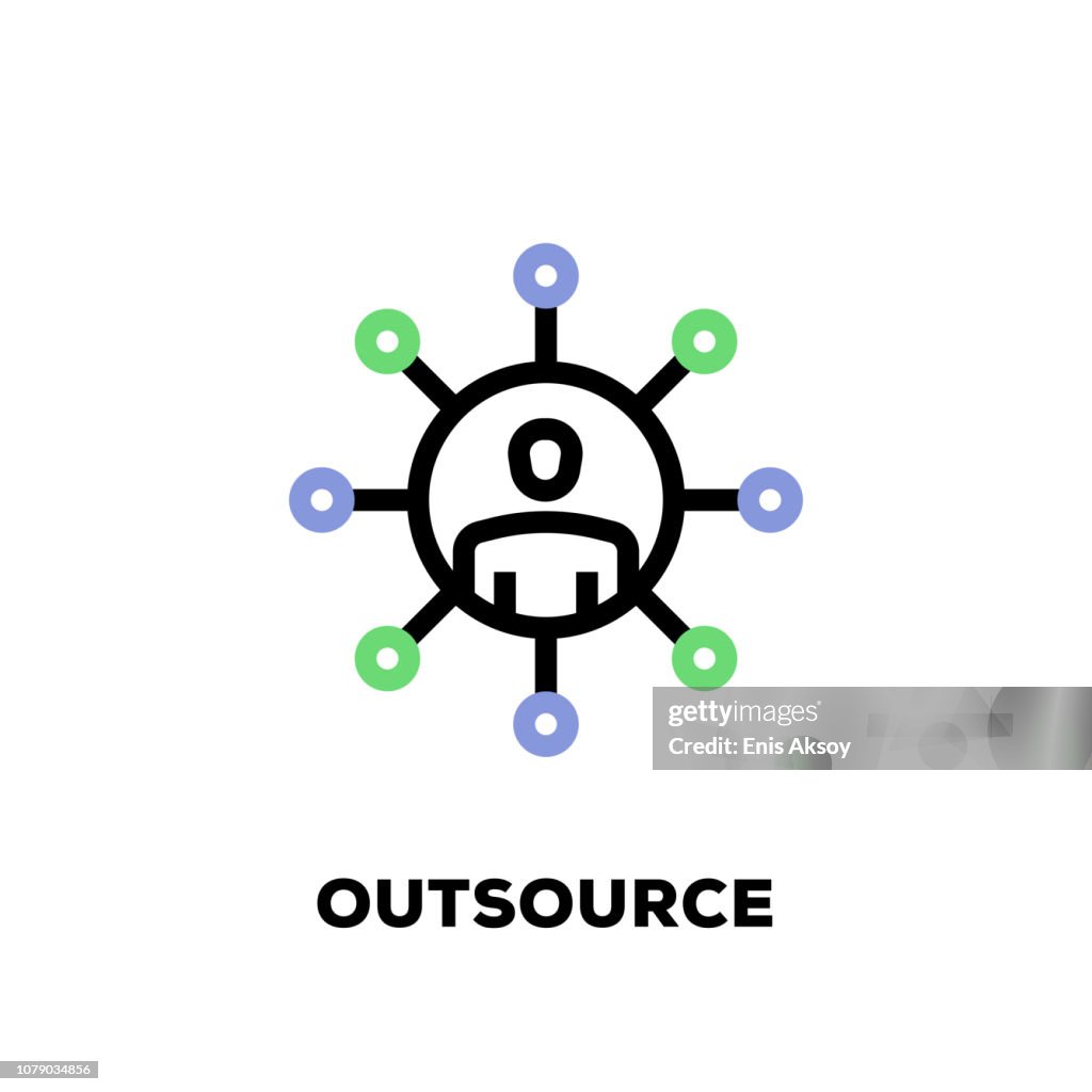 Uitbesteden van lijn pictogram