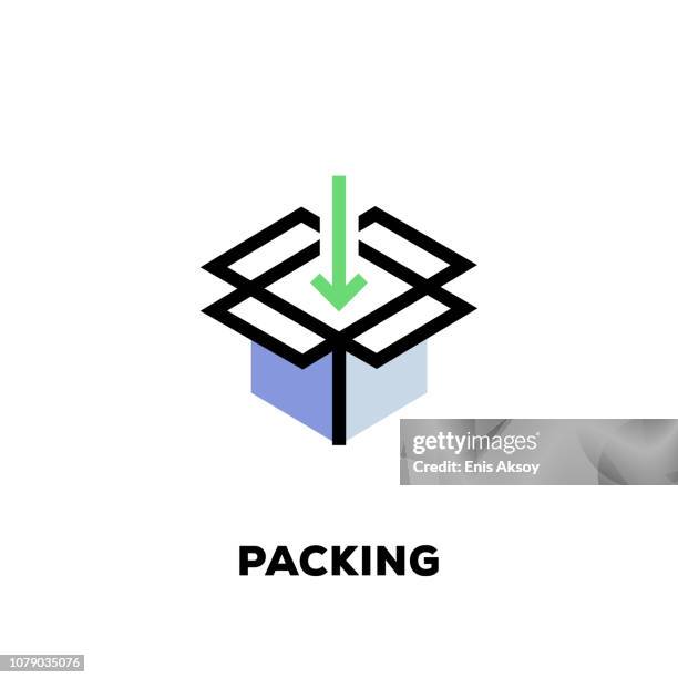 packing line icon - packaging design plastic stock illustrations