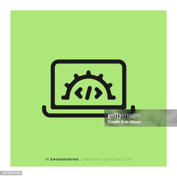 it engineering rounded line icon - integrated systems icon stock illustrations