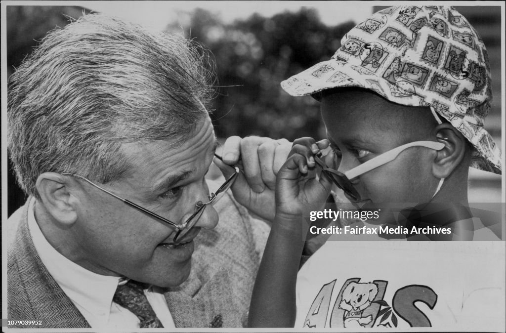 Mona Sikilabo after her eye operation at Prince of Wales Children Hospital with Dr Les White.