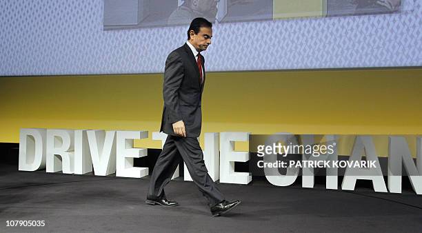 French car giant Renault chief executive Carlos Ghosn arrives to give a press conference to present the group's 2009 results on February 11, 2010 in...