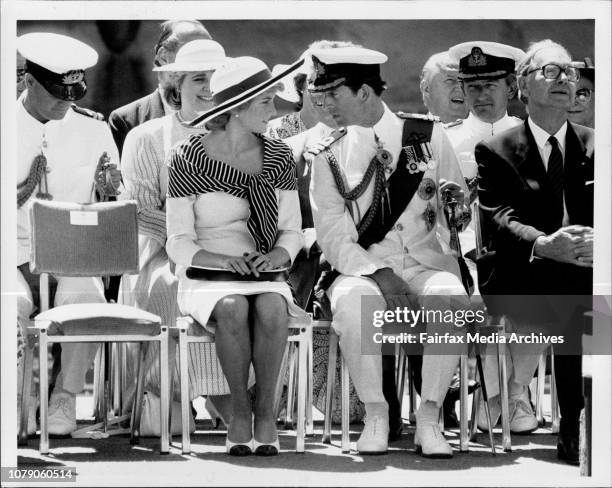 Royal Tour...handing over of the endeavour at man o war steps.Charles and Diana. January 25, 1988. .