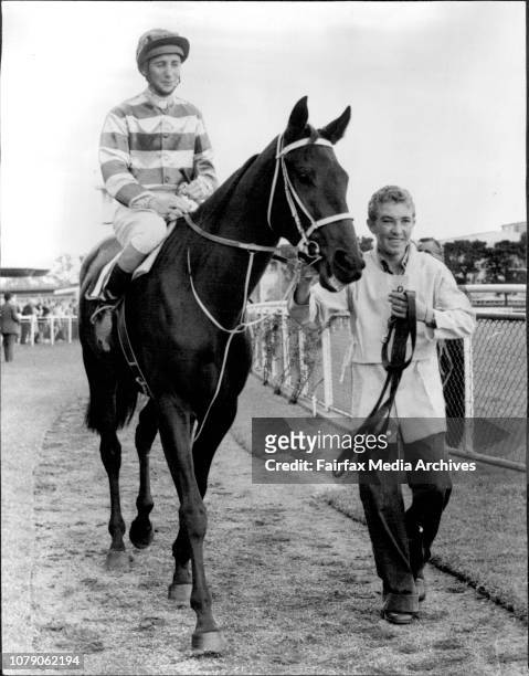 Rosihill races -- Pot pourri coumn Sun-Herald . . . Apprentice W. Mitchell leads Jacky Baby around saddle enclosure."Donny" Mitchell at Rosehill...
